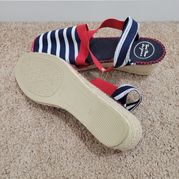 Toni Pons Tarbes Nautical Blue Red Espadrille Wedge Slingback Sandal 42 / US 11 - Picture 8 of 10